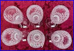 Set of SIX Royal Doulton Crystal Retro Cut Champagne Flutes Goblets