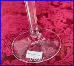 Set of SIX Royal Doulton Crystal Retro Cut Champagne Flutes Goblets