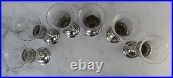 Set of Six Manchester Sterling Silver Cups With Etched Glass Inserts