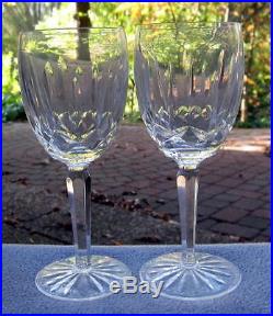 Set of TWO Waterford Crystal Kildare Claret Wine Goblets Ray Cut Foot Mint