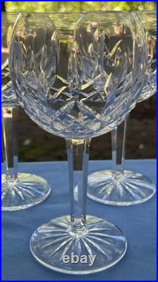 Set of TWO Waterford Crystal Lismore Hock Balloon Wine Goblets Mint
