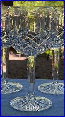 Set of TWO Waterford Crystal Lismore Hock Balloon Wine Goblets Mint