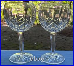 Set of TWO Waterford Crystal Lismore Hock Balloon Wine Goblets Mint