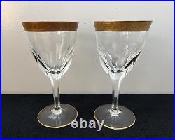 Set of Ten (10) Vintage Moser Gold Gilt Rim Crystal Stemware Wine Glasses