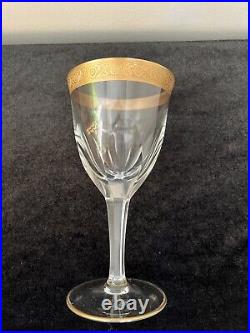 Set of Ten (10) Vintage Moser Gold Gilt Rim Crystal Stemware Wine Glasses