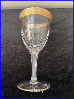 Set of Ten (10) Vintage Moser Gold Gilt Rim Crystal Stemware Wine Glasses