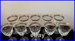 Set of Ten (10) Vintage Moser Gold Gilt Rim Crystal Stemware Wine Glasses