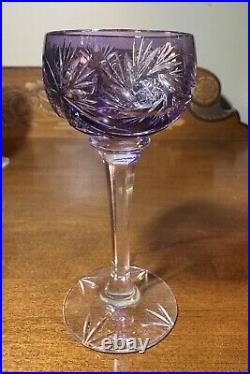 Set of Vintage Bohemian Cut-to-Clear Crystal Goblets Multicolor Starburst Design Set of Vintage Bohemian Cut-to-Clear Crystal Goblets Multicolor Starburst Design