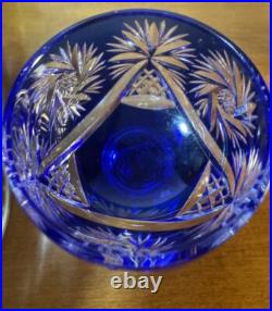 Set of Vintage Bohemian Cut-to-Clear Crystal Goblets Multicolor Starburst Design Set of Vintage Bohemian Cut-to-Clear Crystal Goblets Multicolor Starburst Design