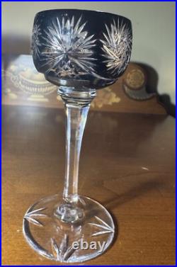Set of Vintage Bohemian Cut-to-Clear Crystal Goblets Multicolor Starburst Design Set of Vintage Bohemian Cut-to-Clear Crystal Goblets Multicolor Starburst Design