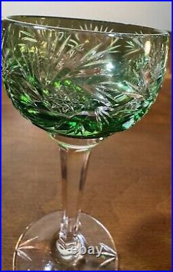Set of Vintage Bohemian Cut-to-Clear Crystal Goblets Multicolor Starburst Design Set of Vintage Bohemian Cut-to-Clear Crystal Goblets Multicolor Starburst Design