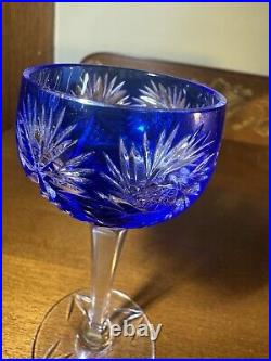 Set of Vintage Bohemian Cut-to-Clear Crystal Goblets Multicolor Starburst Design Set of Vintage Bohemian Cut-to-Clear Crystal Goblets Multicolor Starburst Design