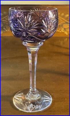 Set of Vintage Bohemian Cut-to-Clear Crystal Goblets Multicolor Starburst Design Set of Vintage Bohemian Cut-to-Clear Crystal Goblets Multicolor Starburst Design