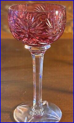 Set of Vintage Bohemian Cut-to-Clear Crystal Goblets Multicolor Starburst Design Set of Vintage Bohemian Cut-to-Clear Crystal Goblets Multicolor Starburst Design