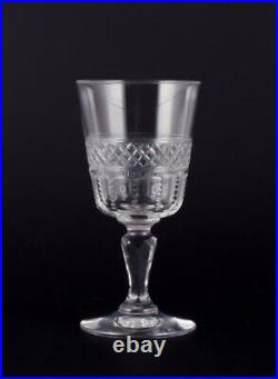 Set of eight French port wine glasses in crystal glass. Ca 1900