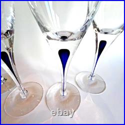 Set(s) of 4 Orrefors INTERMEZZO Blue Claret Wine Glasses Crystal 8.75 Sweden