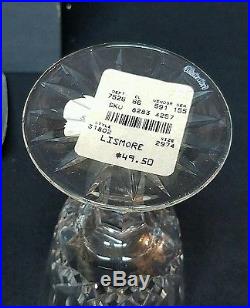 Signed Set 4 Waterford Cut Crystal Lismore Art Glass 10 oz Water Goblet with Box 1