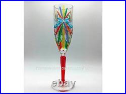 Sorrento Champagne Flutes Set/4 Hand Painted Venetian Glassware