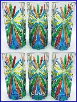 Sorrento Highball Glasses Set Of Six Hand Painted Venetian Glassware