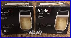 Stolzle Crystal 7oz Stemless Wine Glasses Set of 8 German Made NEW IN BOX