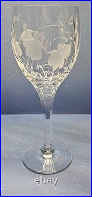 Stuart Crystal CASCADE Claret Wine Glass Set of 6 Beautifully Etched Fuchsias