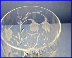 Stuart Crystal CASCADE Claret Wine Glass Set of 6 Beautifully Etched Fuchsias