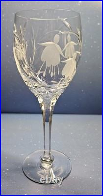 Stuart Crystal CASCADE Claret Wine Glass Set of 6 Beautifully Etched Fuchsias