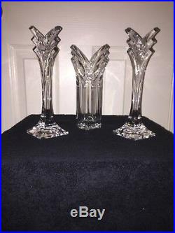 Stunning & Gorgeous Mikasa Art Deco Crystal Set Candlesticks & Vase, Beautiful