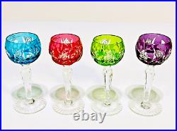 Stunning Set 4 Multicolored NACHTMANN Traube Crystal Wine Goblets Grapes 4 3/8