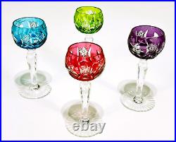 Stunning Set 4 Multicolored NACHTMANN Traube Crystal Wine Goblets Grapes 4 3/8