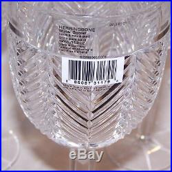 Stunning Set Of 4 Ralph Lauren Crystal Herringbone 9 1/4 Water Goblets