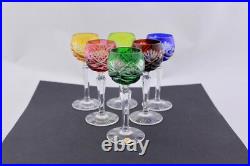 Stunning Set Of 6 Nachtmann Cut To Clear Multicolor Crystal Cordials Glasses