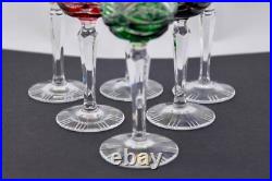 Stunning Set Of 6 Nachtmann Cut To Clear Multicolor Crystal Cordials Glasses