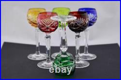 Stunning Set Of 6 Nachtmann Cut To Clear Multicolor Crystal Cordials Glasses