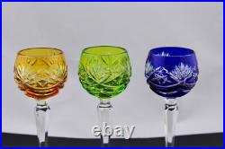 Stunning Set Of 6 Nachtmann Cut To Clear Multicolor Crystal Cordials Glasses