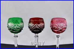 Stunning Set Of 6 Nachtmann Cut To Clear Multicolor Crystal Cordials Glasses