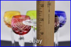 Stunning Set Of 6 Nachtmann Cut To Clear Multicolor Crystal Cordials Glasses