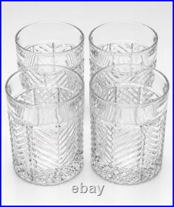 Stunning Set of 4 Vintage Ralph Lauren Crystal HERRINGBONE 4 1/8 Old-Fashioned