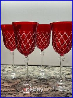 Stunning Set of 4 Vintage Red Crystal Wine / GA Cristal gioielli da tavola