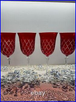 Stunning Set of 4 Vintage Red Crystal Wine / GA Cristal gioielli da tavola