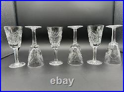 Stunning Set of 6 WATERFORD CRYSTAL Ashling (Cut) Sherry Glasses MINT