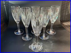 Stunning Set of 6 WATERFORD CRYSTAL Carina Fluted Champagne Glasses 8 1/2, MINT