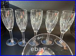 Stunning Set of 6 WATERFORD CRYSTAL Carina Fluted Champagne Glasses 8 1/2, MINT