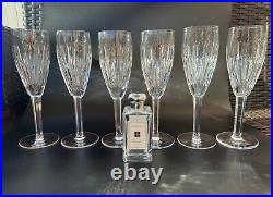 Stunning Set of 6 WATERFORD CRYSTAL Carina Fluted Champagne Glasses, MINT