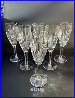 Stunning Set of 6 WATERFORD CRYSTAL Carina Fluted Champagne Glasses, MINT