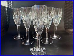 Stunning Set of 6 WATERFORD CRYSTAL Carina Fluted Champagne Glasses, MINT