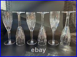 Stunning Set of 6 WATERFORD CRYSTAL Carina Fluted Champagne Glasses, MINT