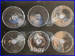 Stunning Set of 6 WATERFORD CRYSTAL Carina Fluted Champagne Glasses, MINT