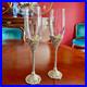 Swarovski Crystal Encrusted Champagne Flutes Set 2 Ornate Gold Tone Filigree