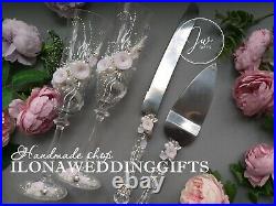 Swarovski Crystal Personalize Wedding Toast Glass Bling Mr Mrs Romantic Elegant